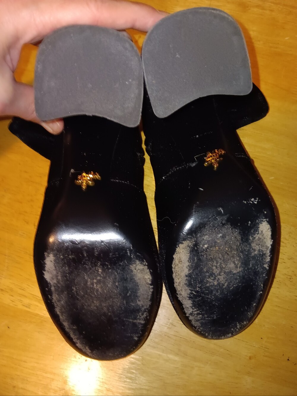 Prada Velvet Heeled Zip Boots Size 38 1/2 - Picture 5 of 6